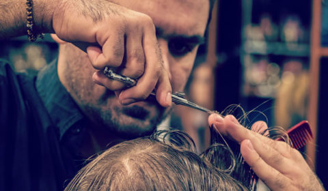 Student works with scissors